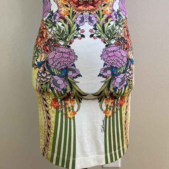 NWT Just Cavalli Gorgeous Rare Animal Floral Print Mini Bodycon Dress size XS - Picture 8 of 16